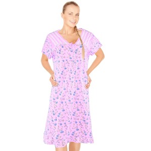 JEFFRICO Womens Nightgowns Short Sleeve Sleepwear Soft Pajama Dress Nightshirts - 1 of 4