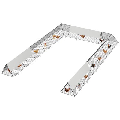 Large Chicken Tunnels for Yard, Portable Chicken Coop with Corner Frames, Spire Roof Chicken Runs with Weather-Resistant Cover, Metal Poultry Cage