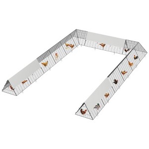 Large Chicken Tunnels for Yard, Portable Chicken Coop with Corner Frames, Spire Roof Chicken Runs with Weather-Resistant Cover, Metal Poultry Cage - 1 of 4