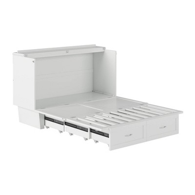 Queen-Sized Monroe Murphy Bed Chest with Single Drawer in White
