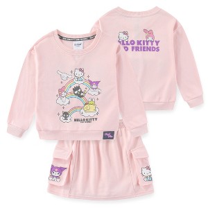 Hello Kitty & Friends Sanrio Girls French Terry Sweatshirt and Skort Skirt 2 Piece Set for Big Kids - 1 of 4
