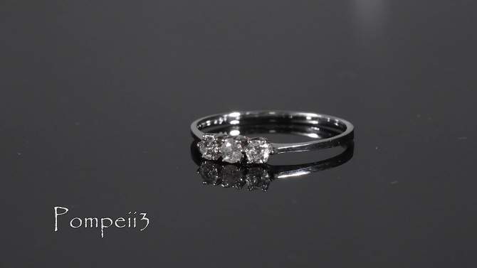 Pompeii3 1/5ct 3-Stone Diamond Promise Ring 14K White Gold, 2 of 7, play video