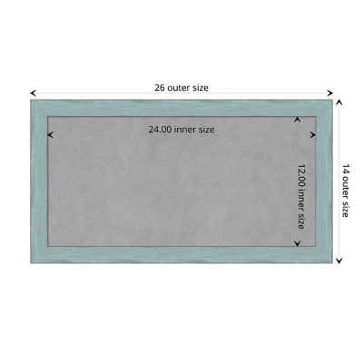 Sky Blue Rustic Framed Magnetic Board with Steel Surface