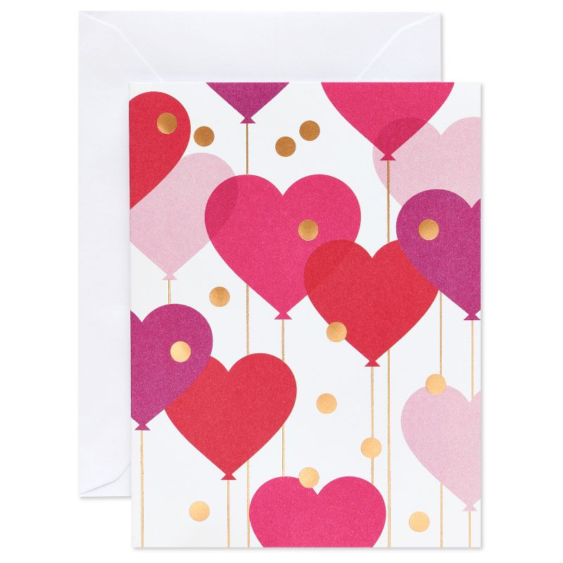 10ct Blank Note Cards Heart Balloons, 1 of 9