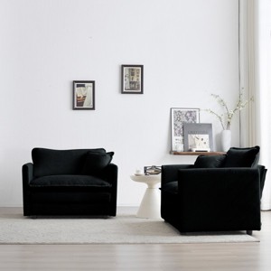 Wood Frame Accent Chair for Living Room Set of 2,Chenille Upholstered Accent Armchair with Toss Pillow,Modern Side Chair for Bedroom-Coolbibila - 1 of 4