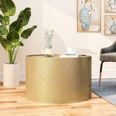 CENGHU Modern Metal Golden Round Coffee Table