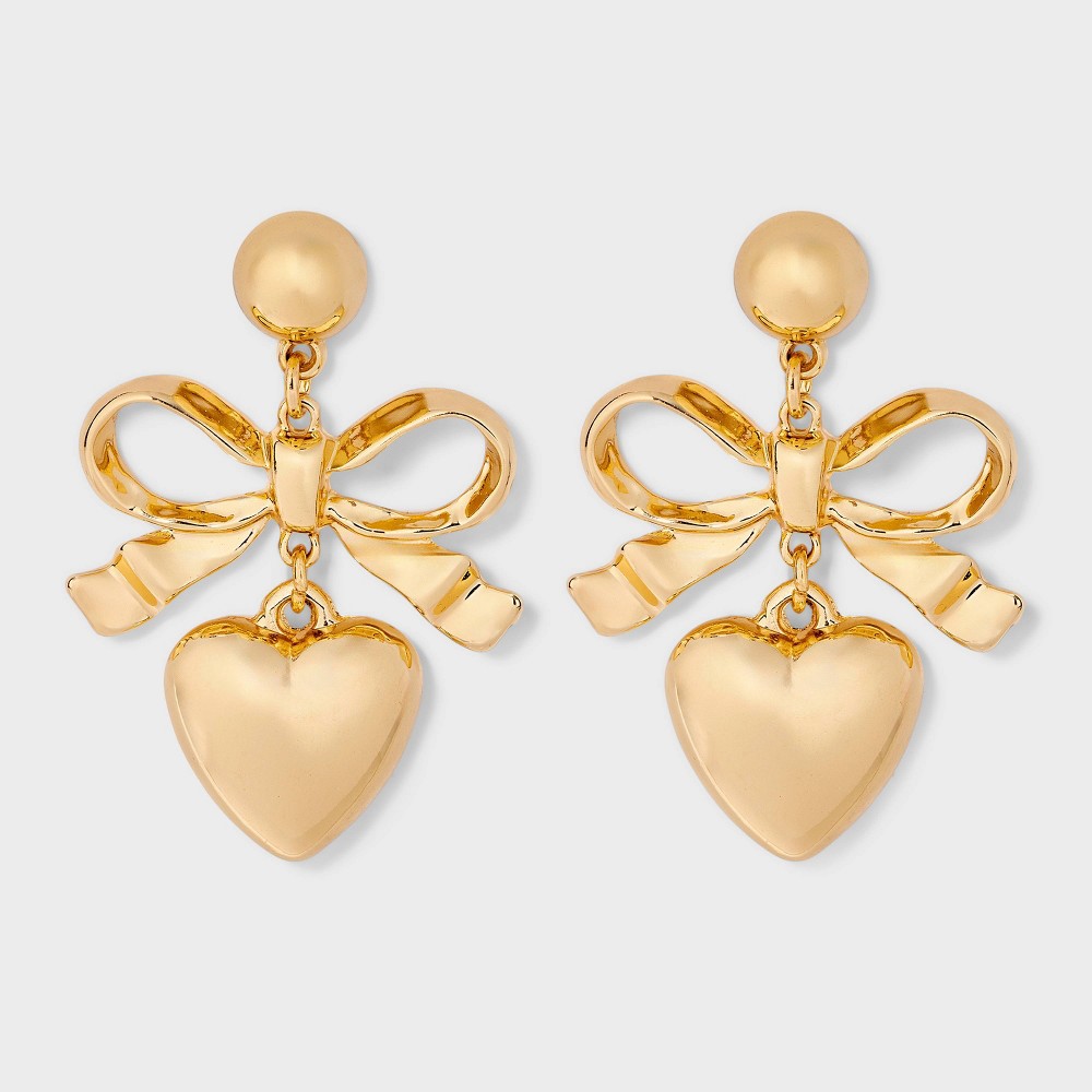 Accessories Of Earrings  Bow and Heart Drop Earrings - Wild Fable™ Gold