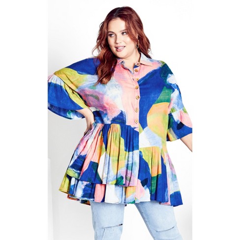 Avenue  Women's Plus Size Carson Contrast Tunic - Multi Print - 26w/28w :  Target
