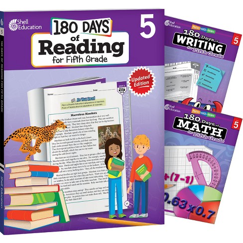 180 Days Of Reading, Writing And Math Grade 5: 3-book Set