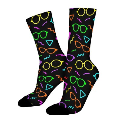 Colorful Eye Glasses Women Printed Crew Socks Funny Funky Socks Soft Polyester Novelty Gifts for Artists Men