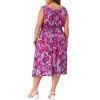Agnes Orinda Women's Plus Size Square Neck Sleeveless Floral Flowy Stretchy Waist Midi A-Line Sundresses - 4 of 4