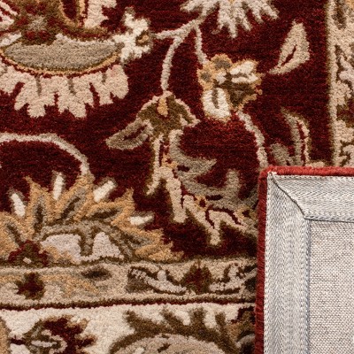 Ivory and Red Hand-Tufted Wool Area Rug, 8' x 10'
