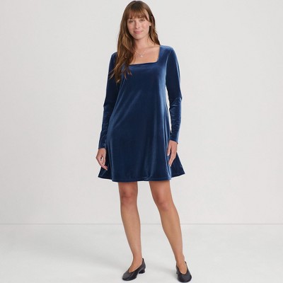 Lands' End Women's Knit Velvet Square Neck Dress