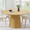 PexFix 52" Solid Wood Round Dining Table Kitchen Table for 4-6 with Tabletop & Textured Tapered Base for Living/Dining Room Coffee Office Natural - 2 of 4