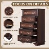 GALAXHERO Farmhouse Wood Dresser – 5 Deep Drawer Chest with Roman Metal Handles, Storage Unit for Bedroom & Living Room - 4 of 4