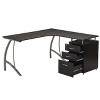 NicBex Home Office Desk L-Shape Morden Computer Desk with 6 Open Storage Shelves, Glass Desktop and Metal Legs for Study and Work - 2 of 4
