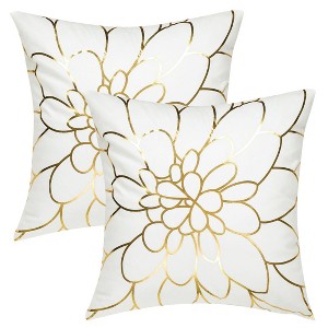 PiccoCasa Decorative Durable Bronzing Flannelette Floral Print Pillowcases - 1 of 4