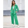 Women Two Piece Casual Outfits Y2K Loungewear Pleated Wide Leg Pants Long Sleeve Button Down Shirt Streetwear Set - 3 of 4