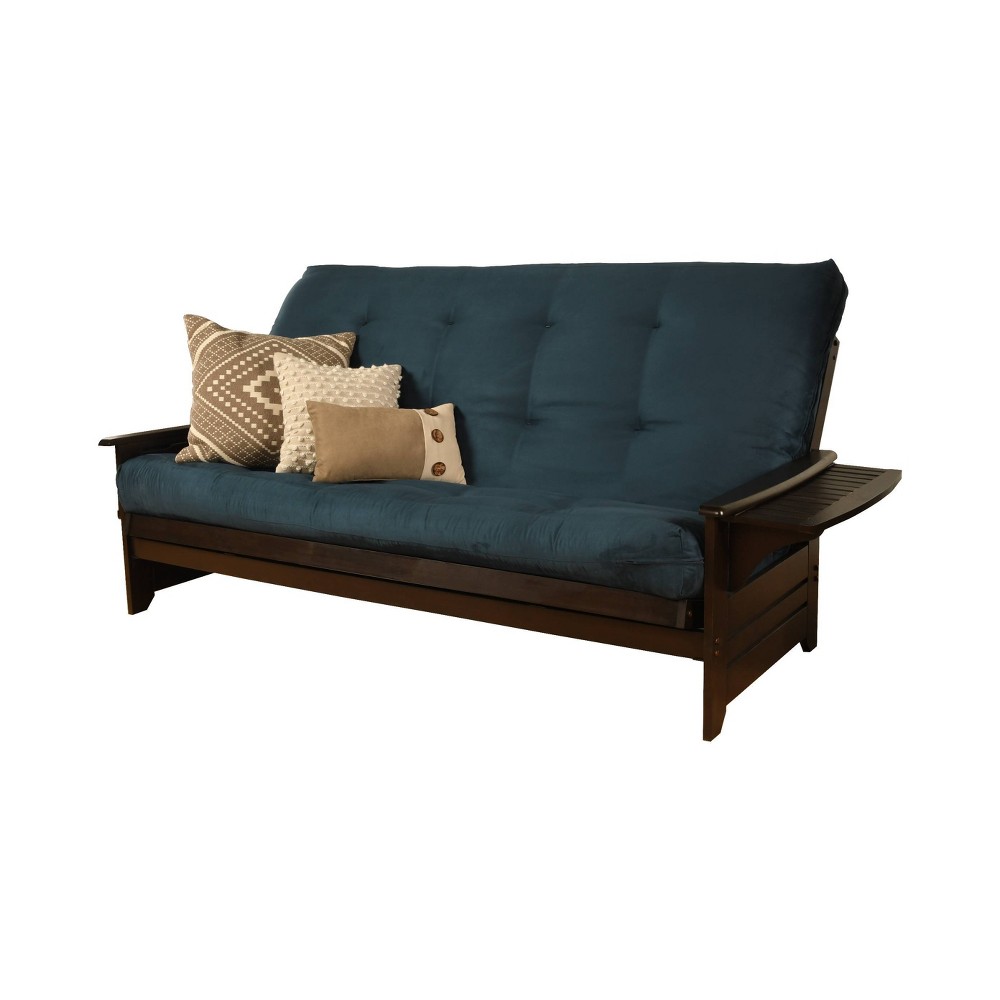 Photos - Sofa Dual Comfort Queen Wheaton Frame and Coil Mattress Espresso/Navy Suede: So