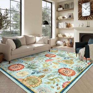 Floral Washable Area Rug: Large Living Room Area Rug - 1 of 4