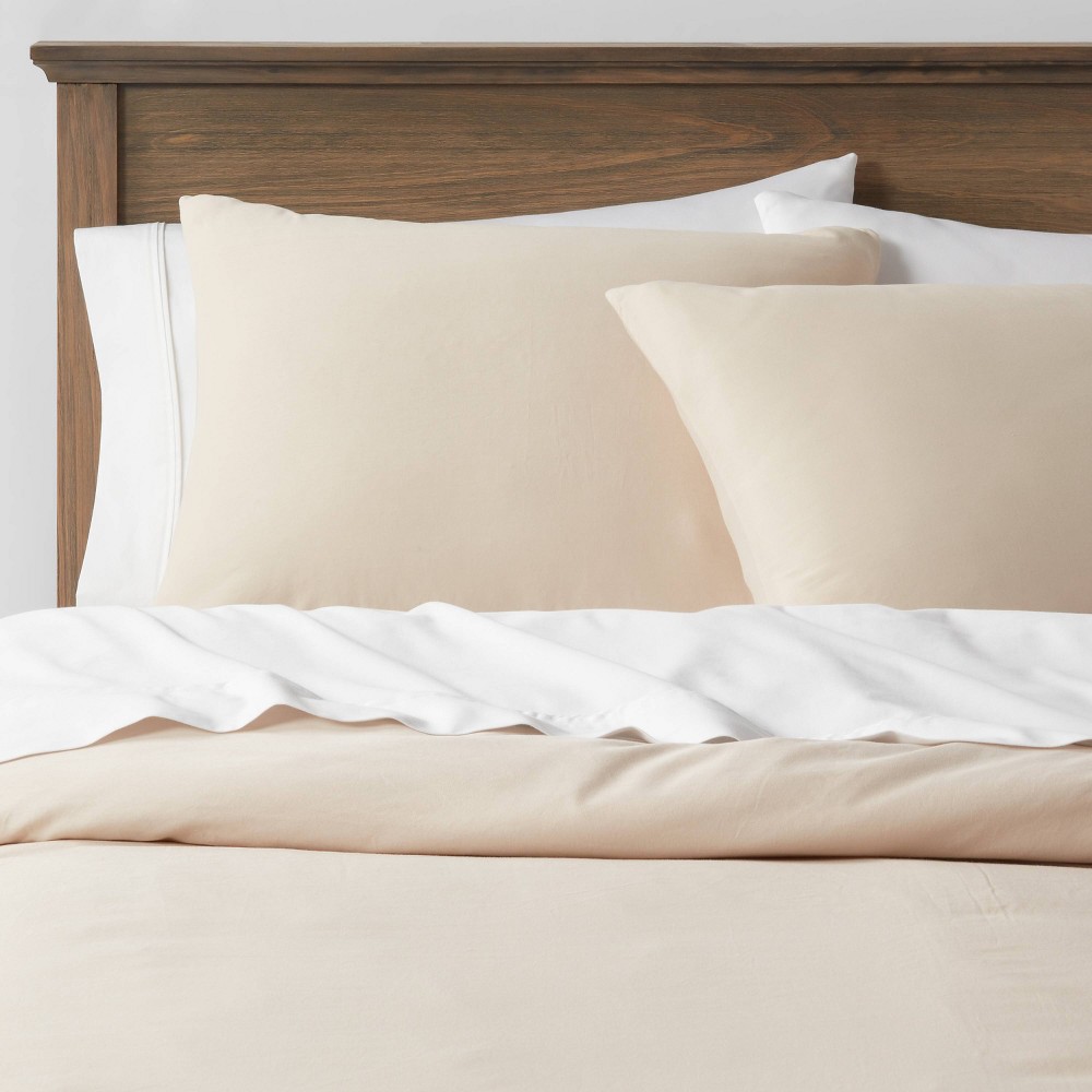 Photos - Bed Linen 2pc Twin/Twin Extra Long Washed Cotton Sateen Duvet Cover and Sham Set Khaki - Threshold™: 250 Thread Count, OEKO-TEX Certif