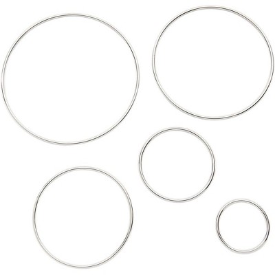 Bright Creations 20 Pack Silver Metal Rings for Macrame, Crochet, Arts and Crafts(5 Sizes)