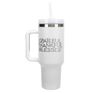 Elanze Designs Grateful Thankful Blessed 40 oz. Stainless Steel, Large Water Bottle Coffee Mug, Spill & Leak Resistant, Thermal Travel Tumbler with - 1 of 1