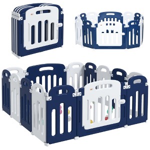 Qaba Baby Playpen, Sturdy Safety Play Yard, Foldable Baby Playard, Kids Activity Center with Anti-Slip Base - 1 of 4