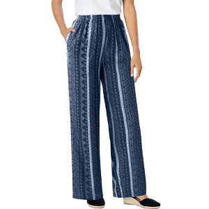 Woman Within Plus Size Pull-On Elastic Waist Soft Pants - 1 of 4