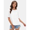 EXLURA Women's Summer Tops Dressy Casual Short Lantern Sleeve Shirts Crew Neck Hollow Out Lace Embroidered Blouses Shirts - 3 of 4