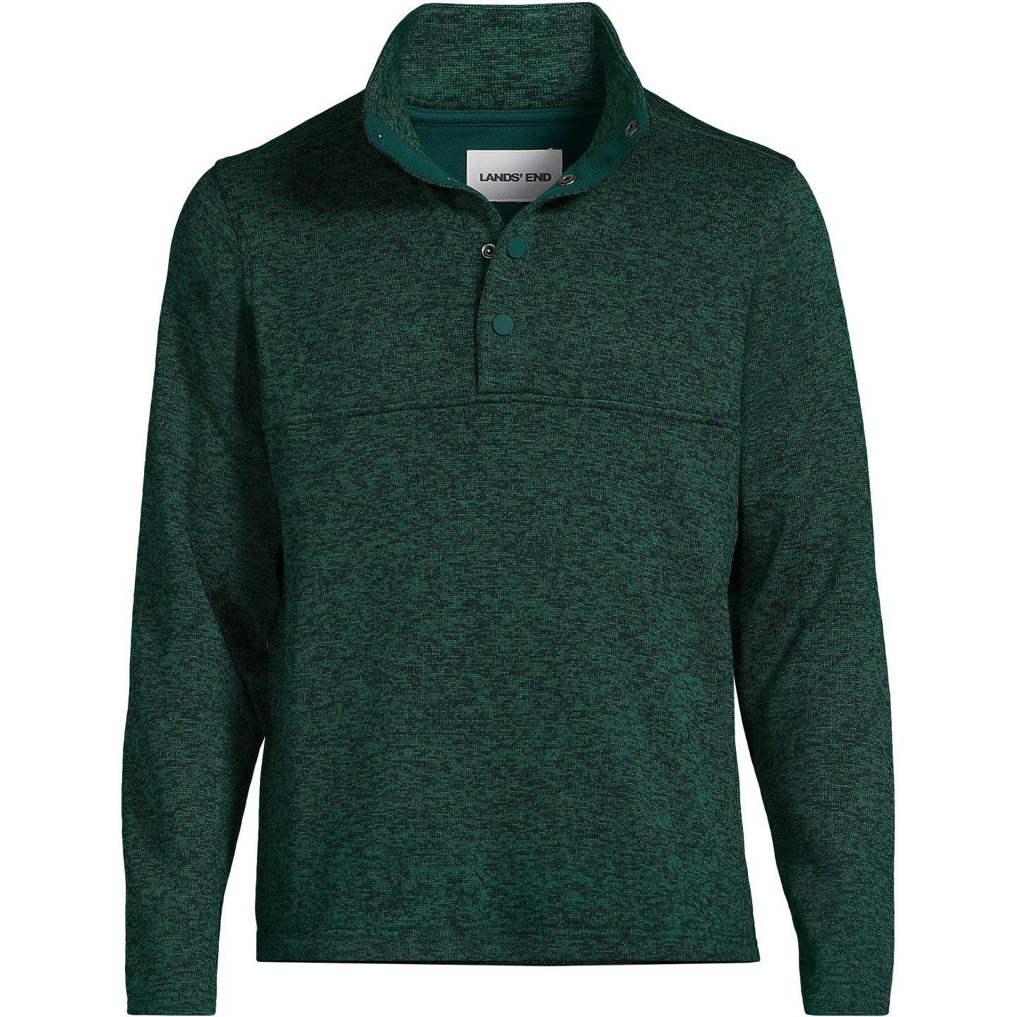 Мужская куртка Lands' End Sweater Fleece Snap Neck Pullover Jacket - Large - Evergreen Heather — фото 2