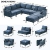 EROMMY U Shaped Sectional Sofa Chenille Convertible Sectional Couch with Chaise Lounge and Ottman for Living Room,Blue - 3 of 4