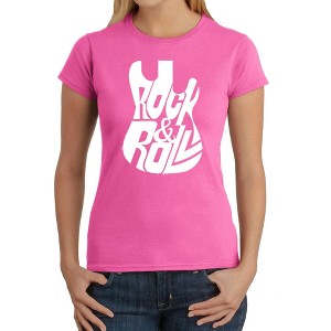 LA Pop Art Rock And Roll Guitar - Women's Word Art T-Shirt - 1 of 4