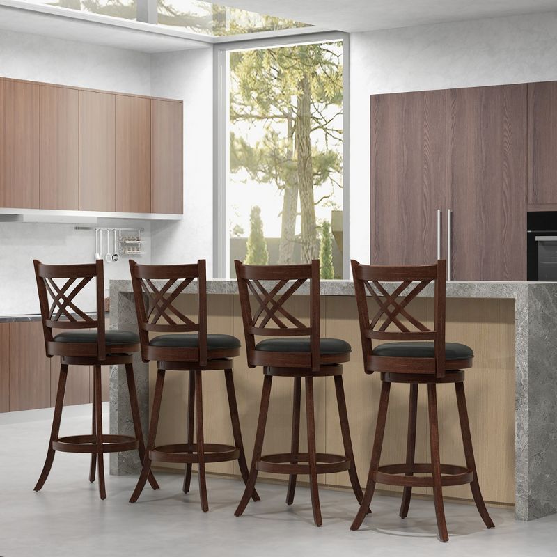 Tangkula 360° Swivel Barstools Set of 4 29" Bar Height Bar Chairs with Back & Footrest, 2 of 11