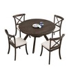 Oversart Wooden Dining Table Set, Mid Century Modern Round Rubber Wood Kitchen Table and Cross Back Dining Chairs - 2 of 4