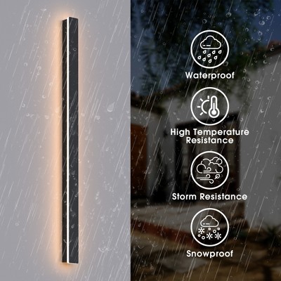 DORESshop 1-Light Black Modern Integrated LED Outdoor Wall Light, Waterproof 3000K Warm White Porch Sconce