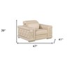HomeRoots 47" Beige and Silver Genuine Leather Club Chair - 3 of 4