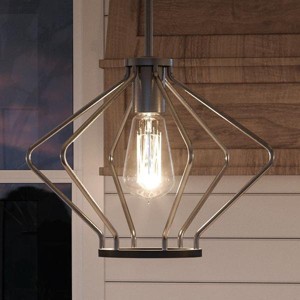 Urban Ambiance Luxury Mid-Century Modern Industrial Pendant,  9-5/8"H x 13"W,  Brushed Nickel Finish, UHP2495 - 1 of 4