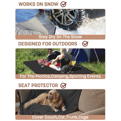 Tirrinia Black and Grey Waterproof Sherpa Outdoor Blanket 66'' x 90''