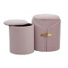 Vynxaria Maverick Contemporary Nesting Ottoman Set in Cream Faux Leather ¨C Stylish & Space-Saving - 3 of 4