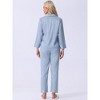 cheibear Women's Satin Loungewear Button Down Long Sleeve with Pants Silky Pajamas Sets - 3 of 4