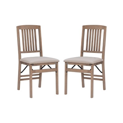 Set of 2 Triena Mission Back Solid Wood and Upholstered Seat Folding Chairs Gray Wash - Linon