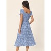 Seta T Women's Casual Floral Crew Neck Cap Sleeve Boho Flowy Midi Dress with Pockets 2 Packs - 4 of 4