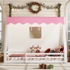 KWPZQEB House Shape Montessori House Bed, Wood Floor Bed with Tent & Light, Cute Bed Frame with Full-length Guardrails for Kids, No Box Spring Needed - 3 of 4