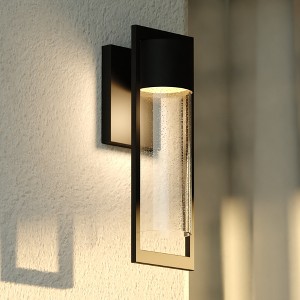 VAXCEL Sawyer Steel 1 Light Integrated LED Matte Black Contemporary Outdoor Wall Lantern Clear Glass - 1 of 4