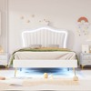 KTMBDW Platform Bed Frame with LED Lights, Upholstered Bed Frame with Princess Headboard and Wooden Slats Support for Kids/Girls - 2 of 4
