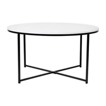 Emma and Oliver Laminate Living Room Coffee Table with Crisscross Metal Frame