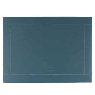 Transitional Teal Wood and Stone Rectangular End Table