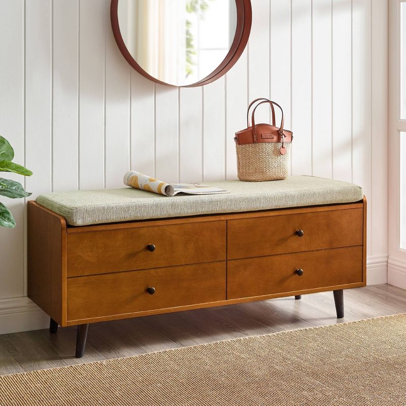 Harvey Mid-Century Modern Lift Top Faux Drawer Storage Bench - Saracina Home, 4 of 11