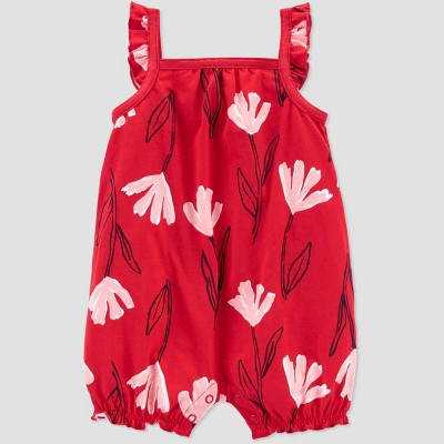 Image of Baby Girls' Floral Romper - Just One You® made by carter's Pink/Red Newborn